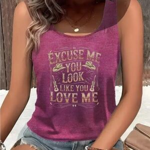 Women's red Graphic Tank Top